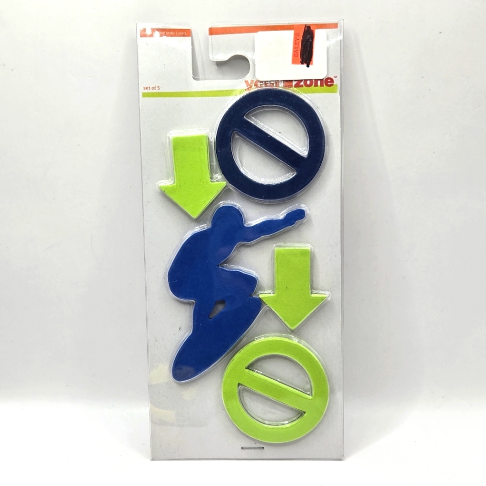 Vintage Y2K 3D Foam Magnets Set NEW Boys Skating Green And Blue 5 Pieces